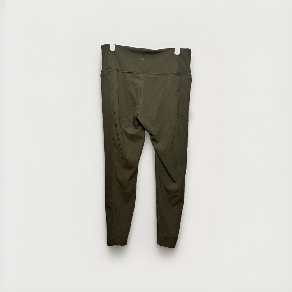 Lululemon Wunder Under Rib 28 Leggings Women 14 Dark Olive High Rise Pockets